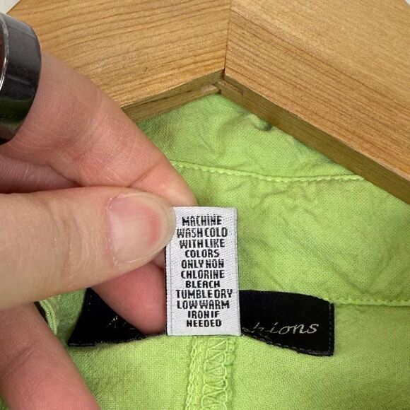 Vintage Y2K Green Embroidered 100% Cotton Button Down Blouse Size XL - Picture 7 of 10